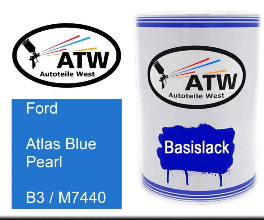Ford, Atlas Blue Pearl, B3 / M7440: 500ml Lackdose, von ATW Autoteile West.